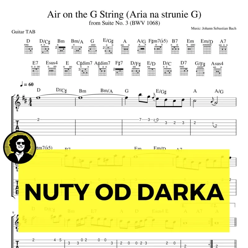 Aria na strunie G (Bach) nuty