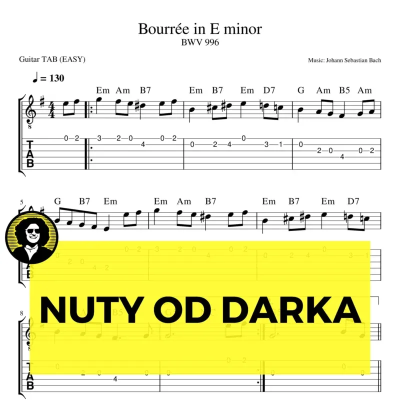 Bouree E-moll (Bach) nuty