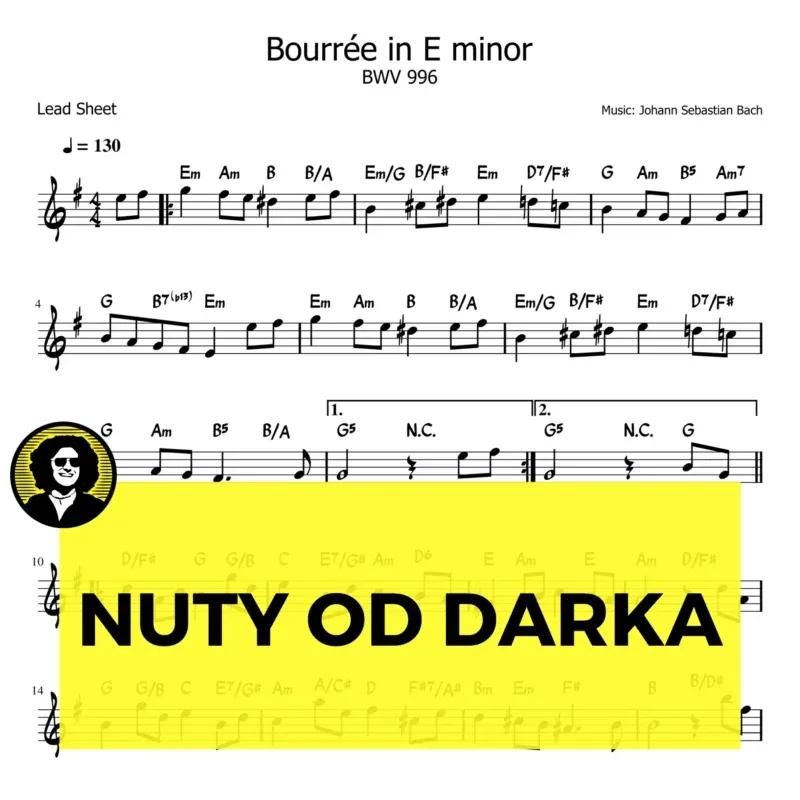 Bouree E-moll (Bach) nuty