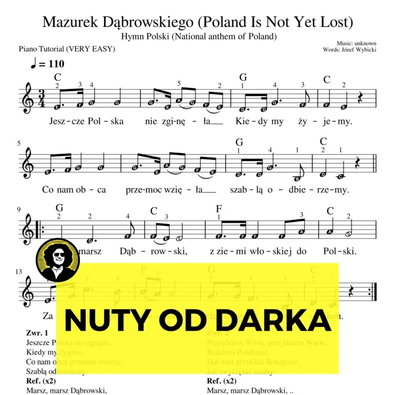 Hymn Polski (Mazurek Dąbrowskiego) nuty