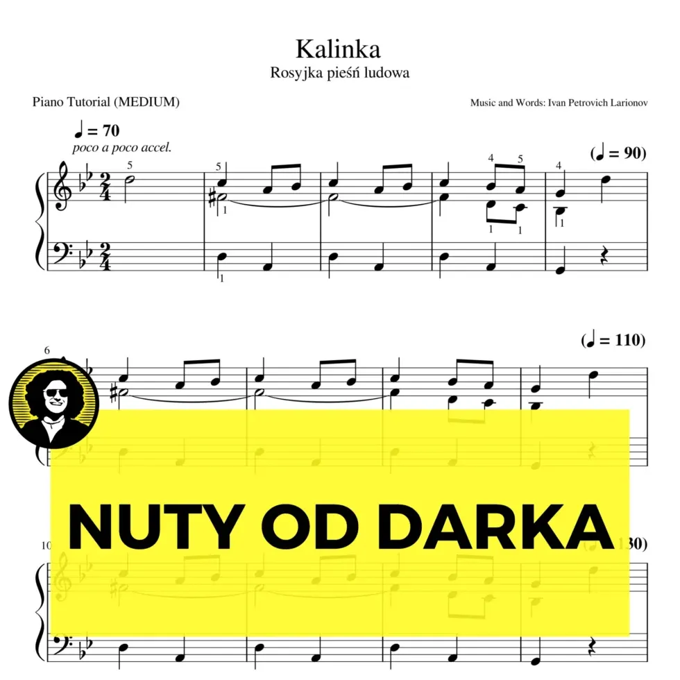 Kalinka nuty pianino srednia wersja