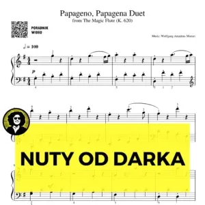Papageno, Papagena duet z opery "Czarodziejski Flet" (KV 620) nuty