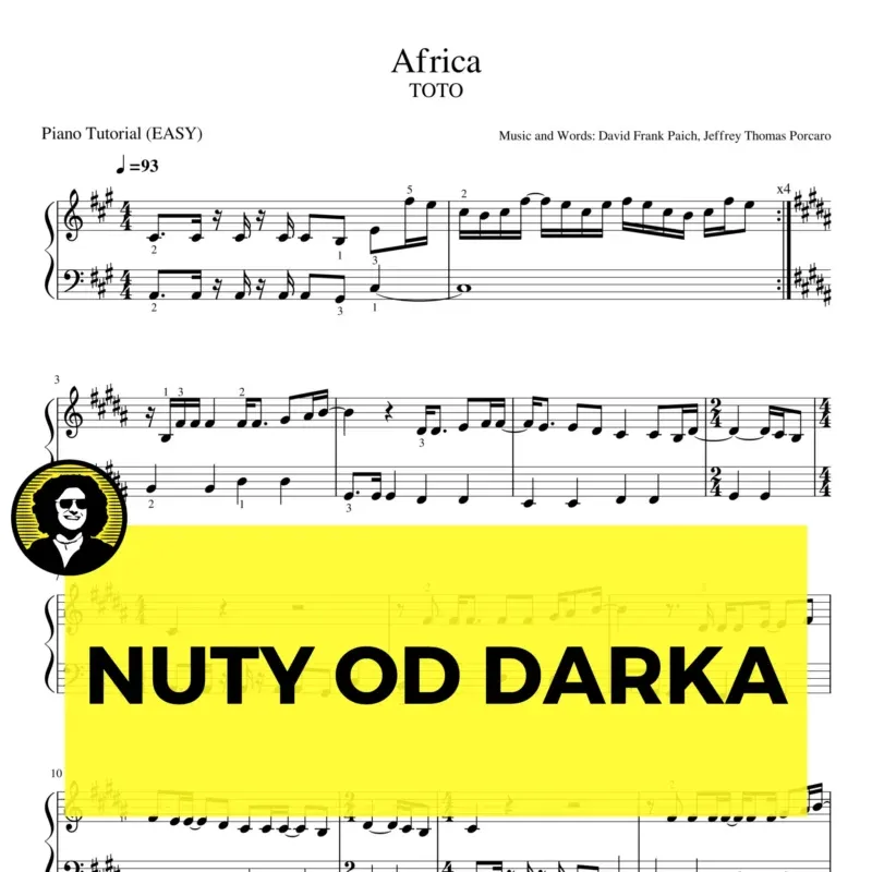 Africa toto nuty pianino latwe